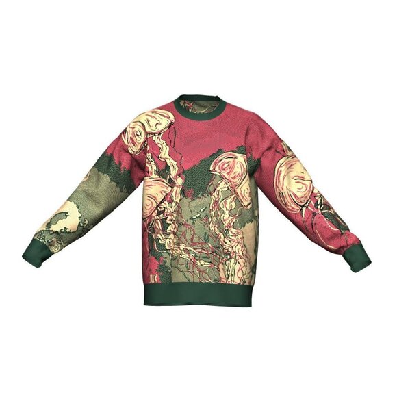 Jellyfish Unisex Jacquard Crewneck Knitted Sweater Relaxed Fit - Picture 5 of 8